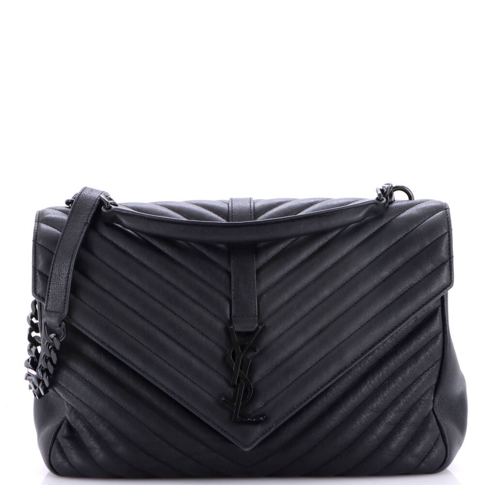 Saint Laurent Large Classic Monogram College Bag Matelasse Chevron Leather